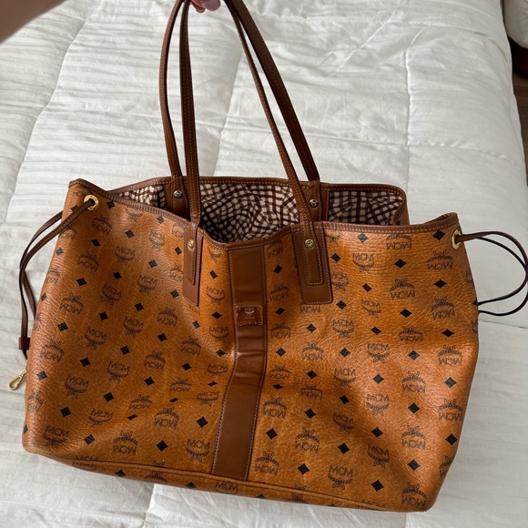 MCM Brown Logo Tote Bag w/ Dust Bag - Picture 1 of 11